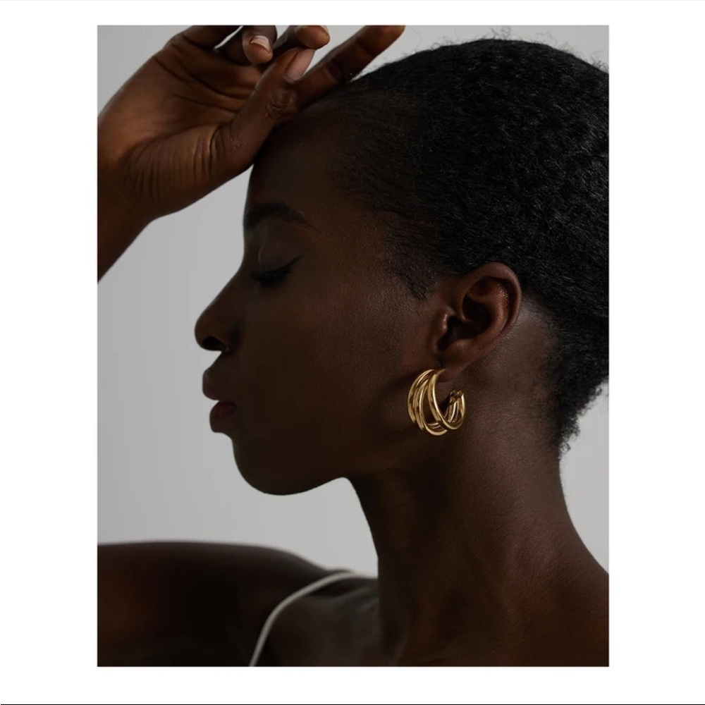 Gold Plated Chunky Geometric Stud Earrings | Stainless Steel Waterproof